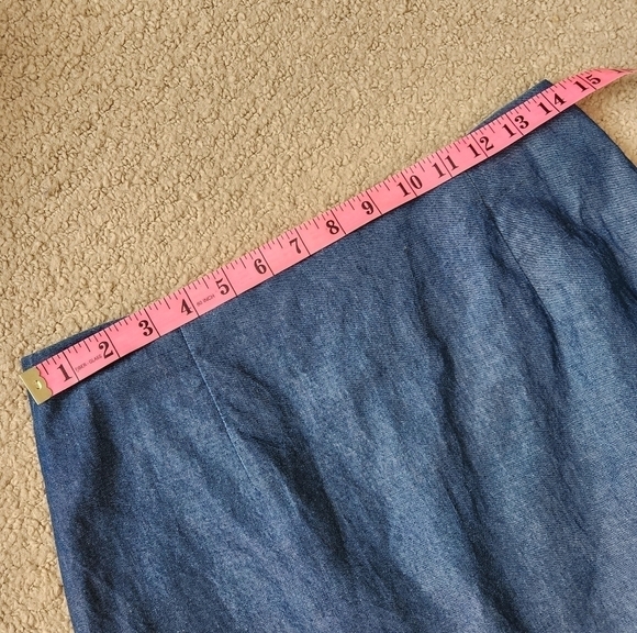 Vintage "Lily Custom Tailor" Chambray Denim Coastal Cowgirl Flare Skirt Size 29 - Picture 11 of 12